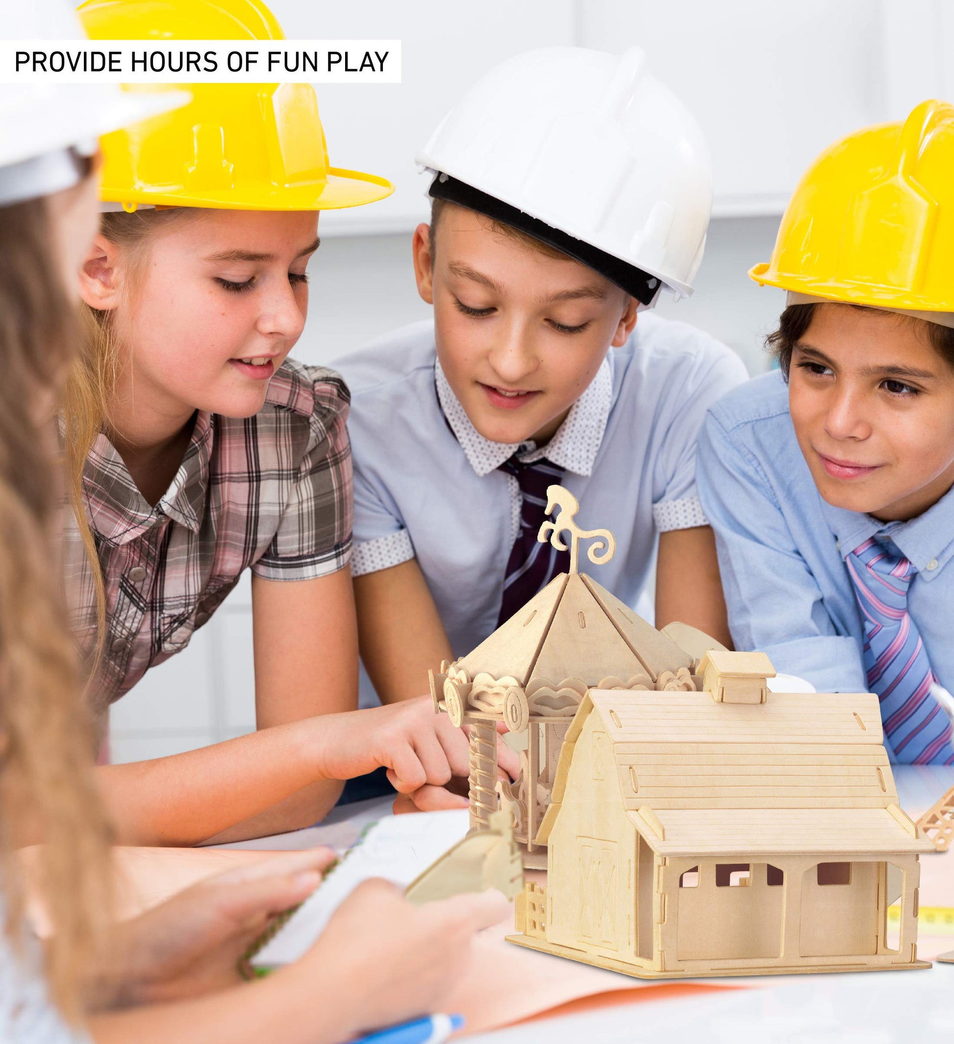 Puzzled Farm Barn 3D Wooden Barn Toy Building Kit for Kids and Adults - 3D Farm Set Kids Building Kit, Fun Educational DIY Woodworking Toys to Paint