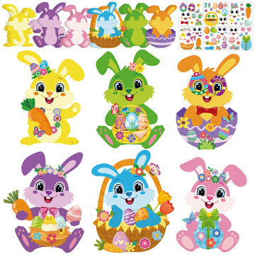 Sealmic Easter Bunny Craft Kit for Kids DIY Make Your Own Bunny Card Set Happy Easter Egg Bunny Sticker for Kids Decoration Holiday Celebration