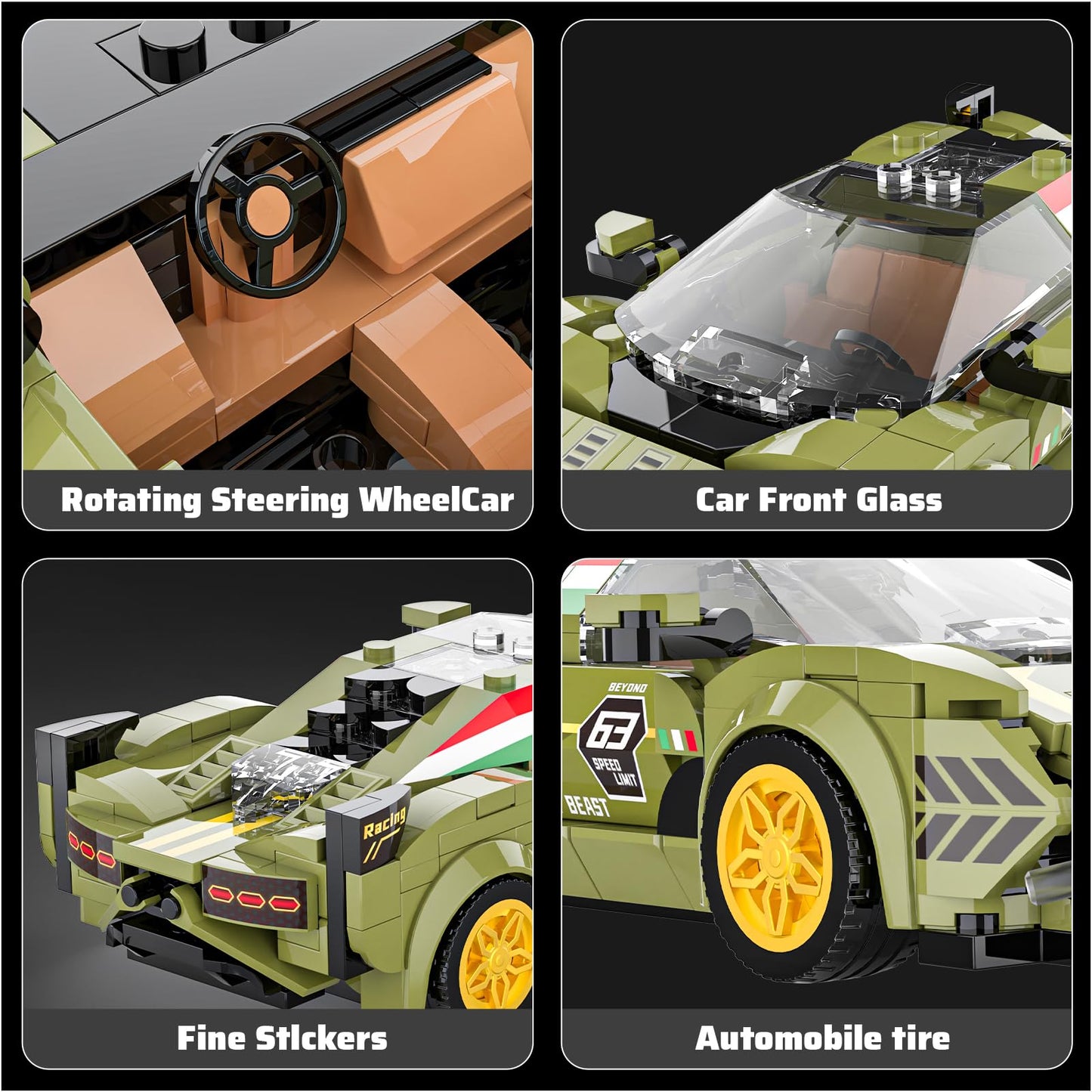 Mould King 27003 Speed Champion SIAN Racing Car Building Set & Display Case, MOC Creative Classic Cars for Boys Age 14+, Cool Vehicles Model Toys