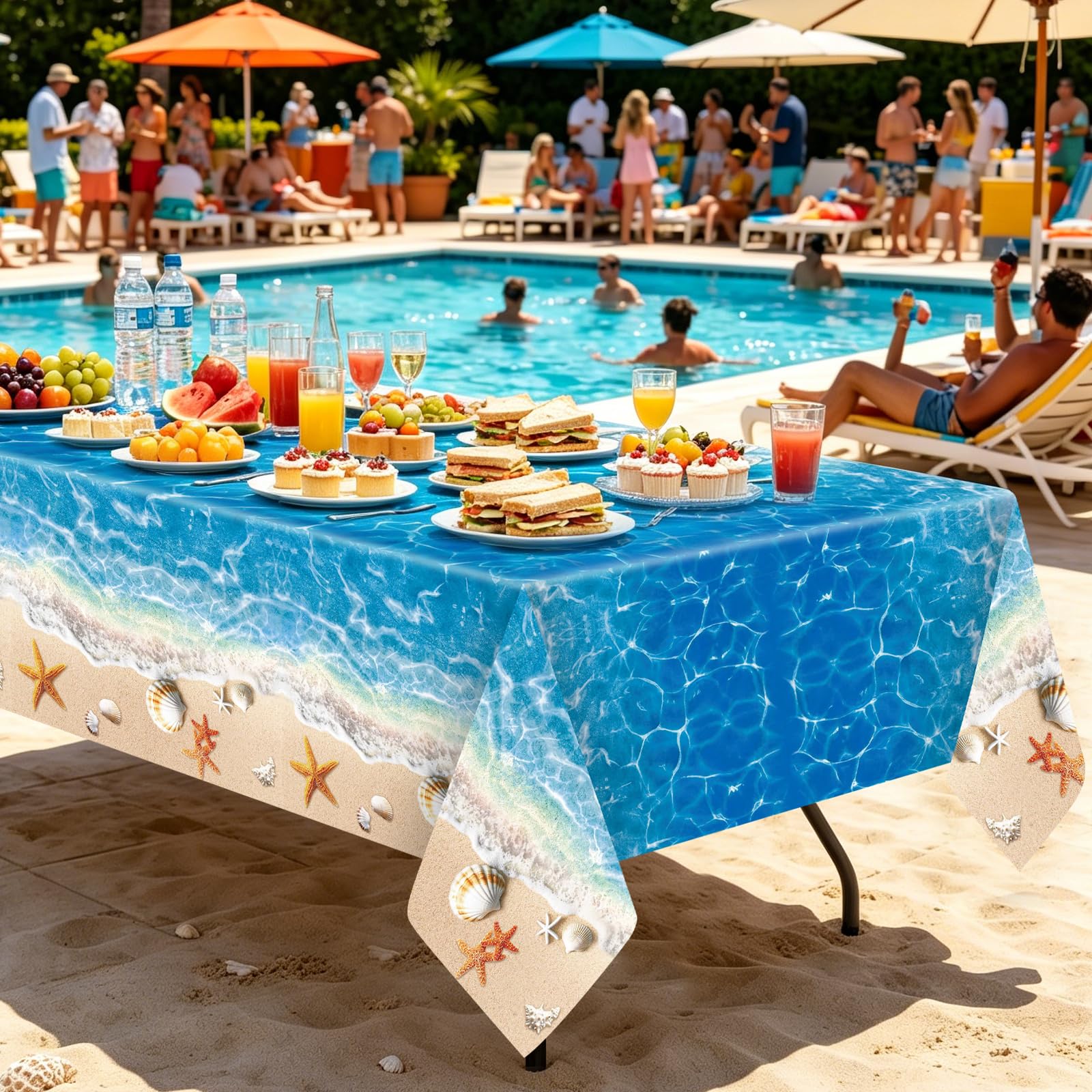 3-Piece 54 x 108 Inch Patriotic Wildflower Plastic Tablecloth - Red Blue Floral Disposable Rectangle Table Covers for 4th of July Party, Independence