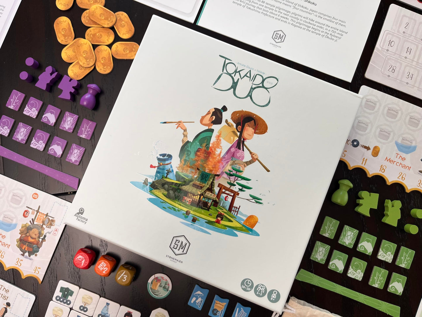 Stonemaier Games: Tokaido Duo by Antoine Bauza | A Zen Strategy Board Game About Traveling in Japan for Adults & Family | Visit Shrines, Share Lovely