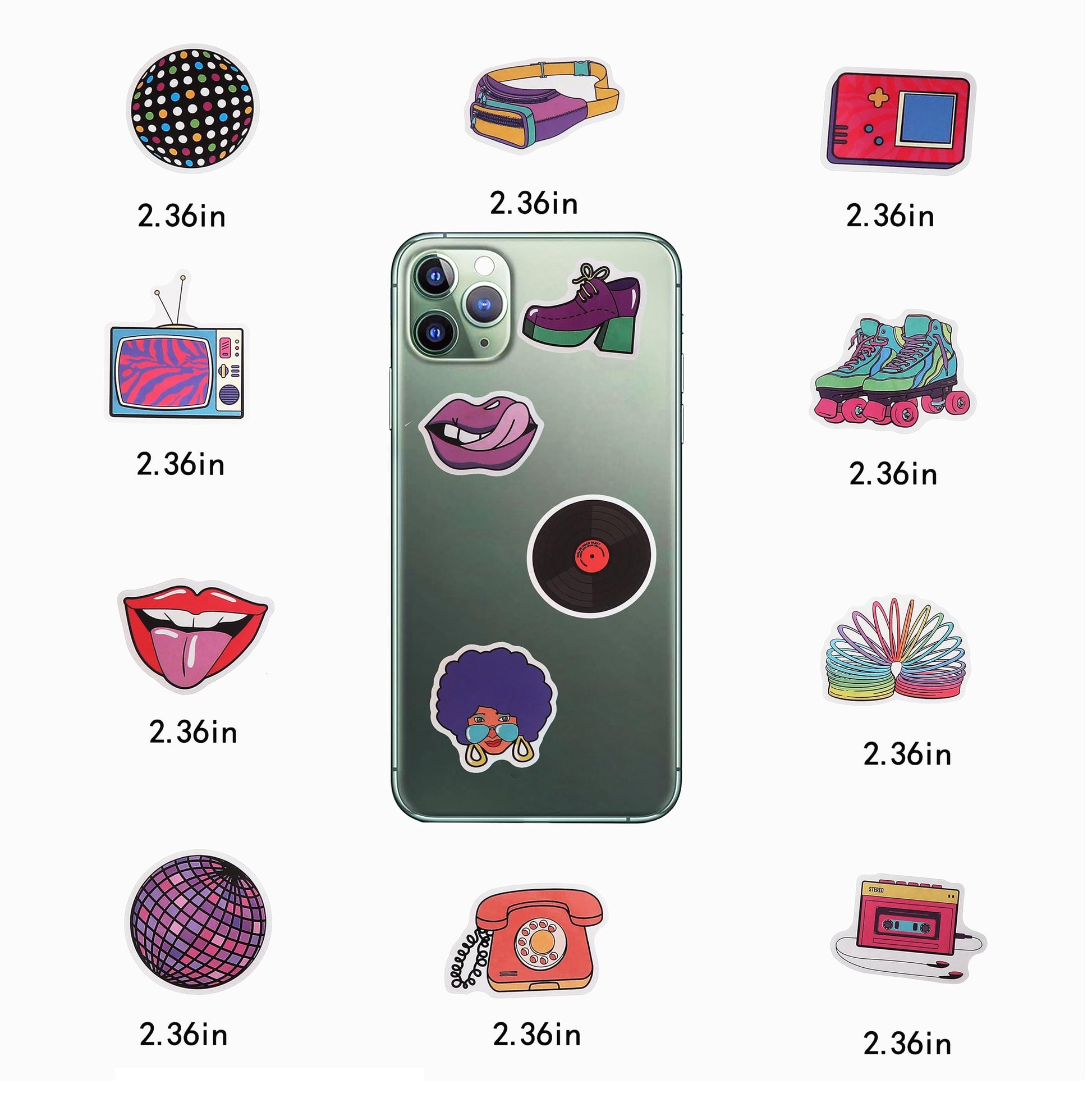 100 Pack 90s 80s Retro Stickers, 1990's 1980's Hip Hop Party Favors, Birthday Decorations