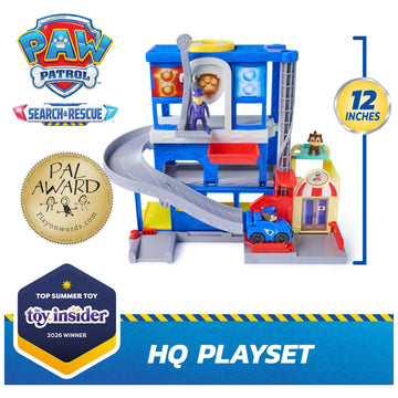 Paw Patrol: Pup Squad, Search & Rescue HQ Playset with Chase Pup Squad Racer, Humdinger Action Figure & Kitty Pal, Kids Toys for Boys & Girls Ages 3+