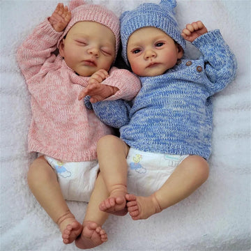 GYCV Lifelike Reborn Baby Dolls Twins Boy Girl 18 Inch Realistic Newborn Baby Dolls Twins that Look Real Reborn Baby Toy Set with Feeding Accessories