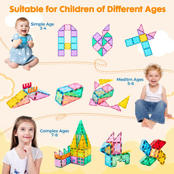 Anbalulu 182PCS Magnetic Tiles, Large Castle Building Blocks for Kids