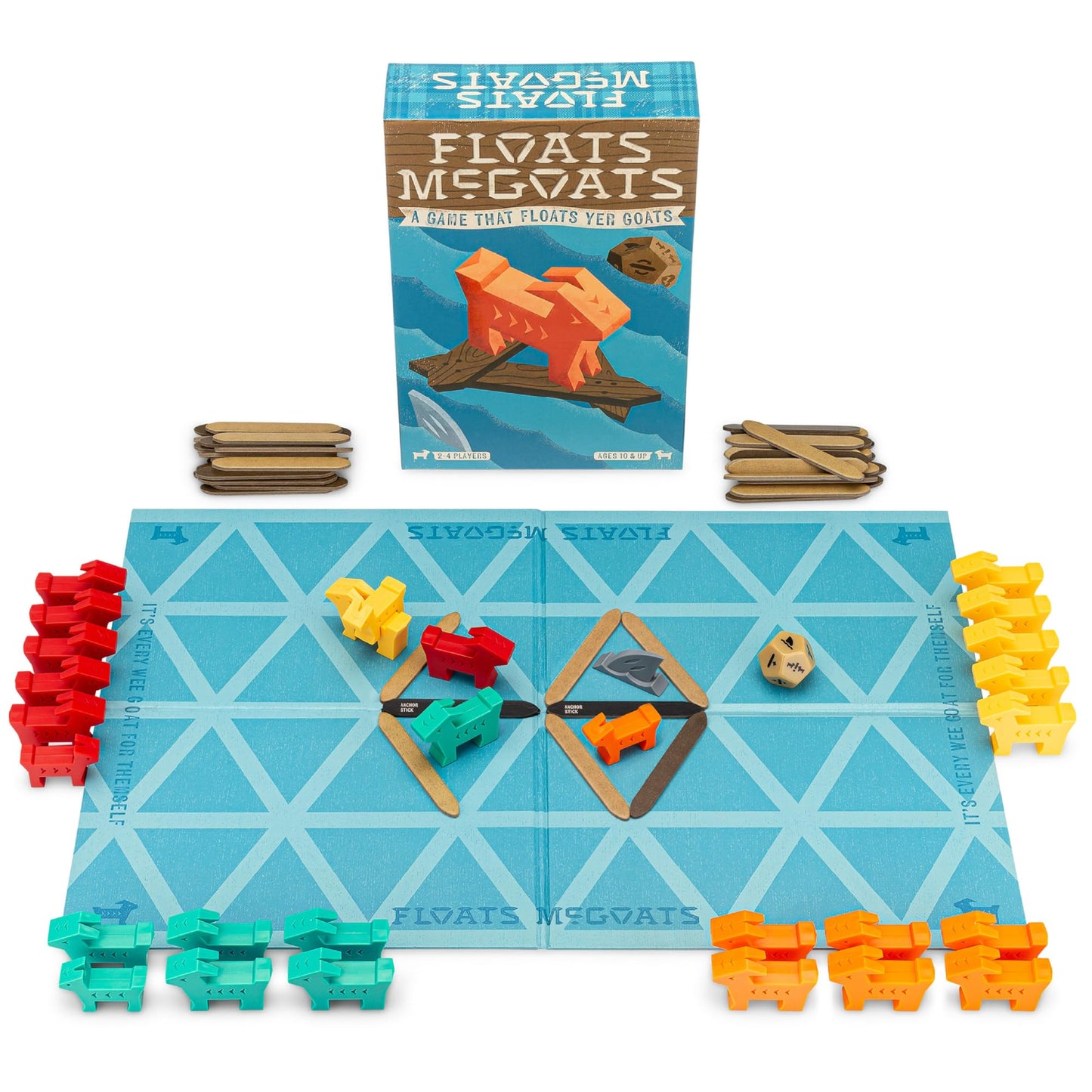 Hootenanny Games Floats McGoats Board Game - Light Strategy Goat Raft Game for Family Game Night | 2-4 Players Ages 10+ | Fun Family Strategy Game |