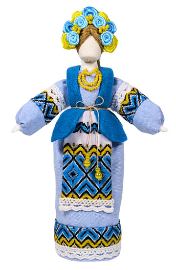 Exclusive Collectible Ukraine Motanka Doll Slavic Design Handmade Made in Ukraine 7.5" (Blue)