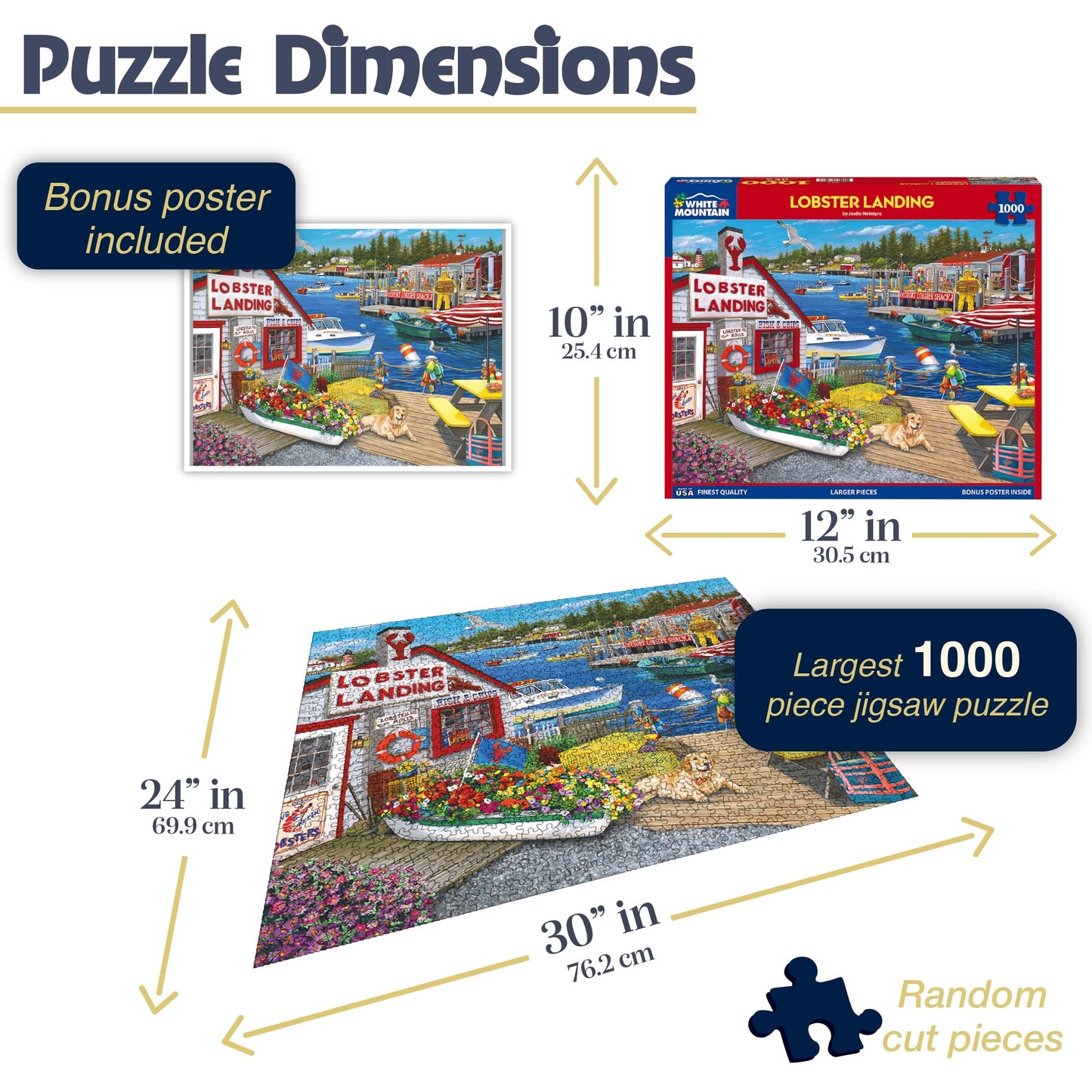 White Mountain 1000 Piece Jigsaw Puzzle Summer Ocean, Lobster Landing