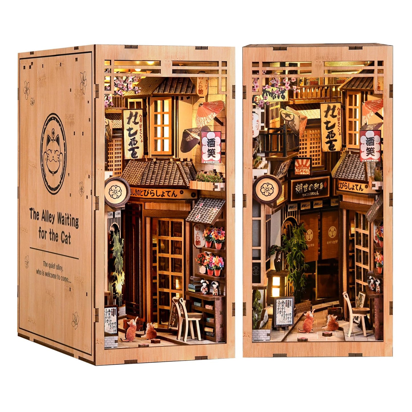 DIY Book Nook Kit with LED Lights | 3D Puzzles for Adults & Teens, Miniatures and Model Building Kits for Bookshelf Decor, Relaxing & Creative Gift