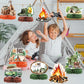 9 PCS Camping Honeycomb Centerpieces with Fake Campfire, Camping Table Decorations, Camping Decorations, Camping Themed Party Decorations, Camping