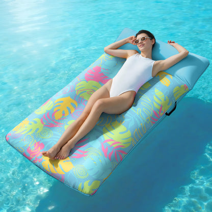Sloosh Inflatable Pool Floats Raft - XL Fabric Covered Pool Mat Lounger Floaties for Adults, Ultra Comfort Inflatable Water Float with Headrest