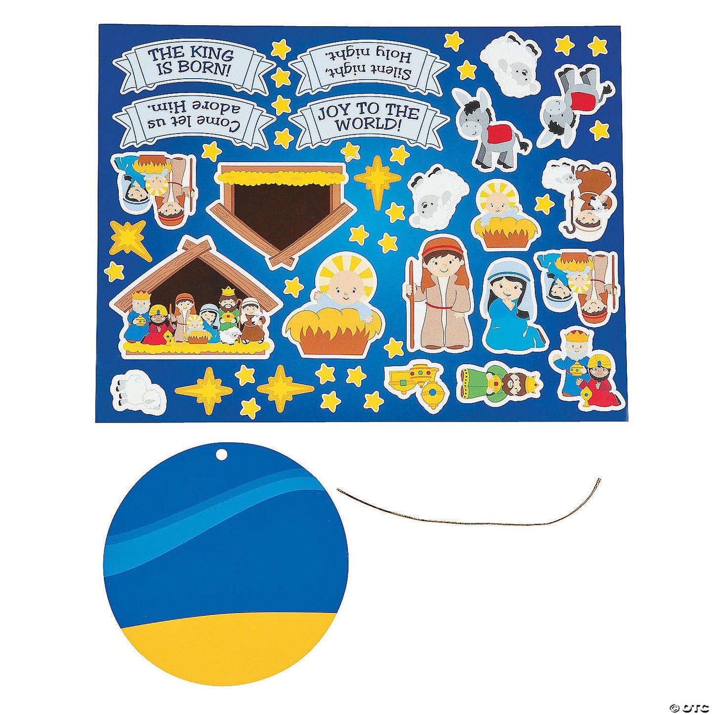 Fun Express Nativity Sticker Scene Ornament - Religious Craft Kits, Sunday School Arts & Crafts, DIY Ornaments - Makes 24