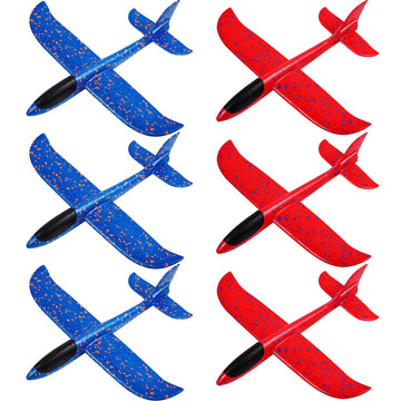 IJRPLM 6 Pack Foam Airplanes Toys, 17.5" Large Glider Airplanes for Kids, 2 Flight Mode Glider Plane, Flying Styrofoam Plane for Outdoor Sport