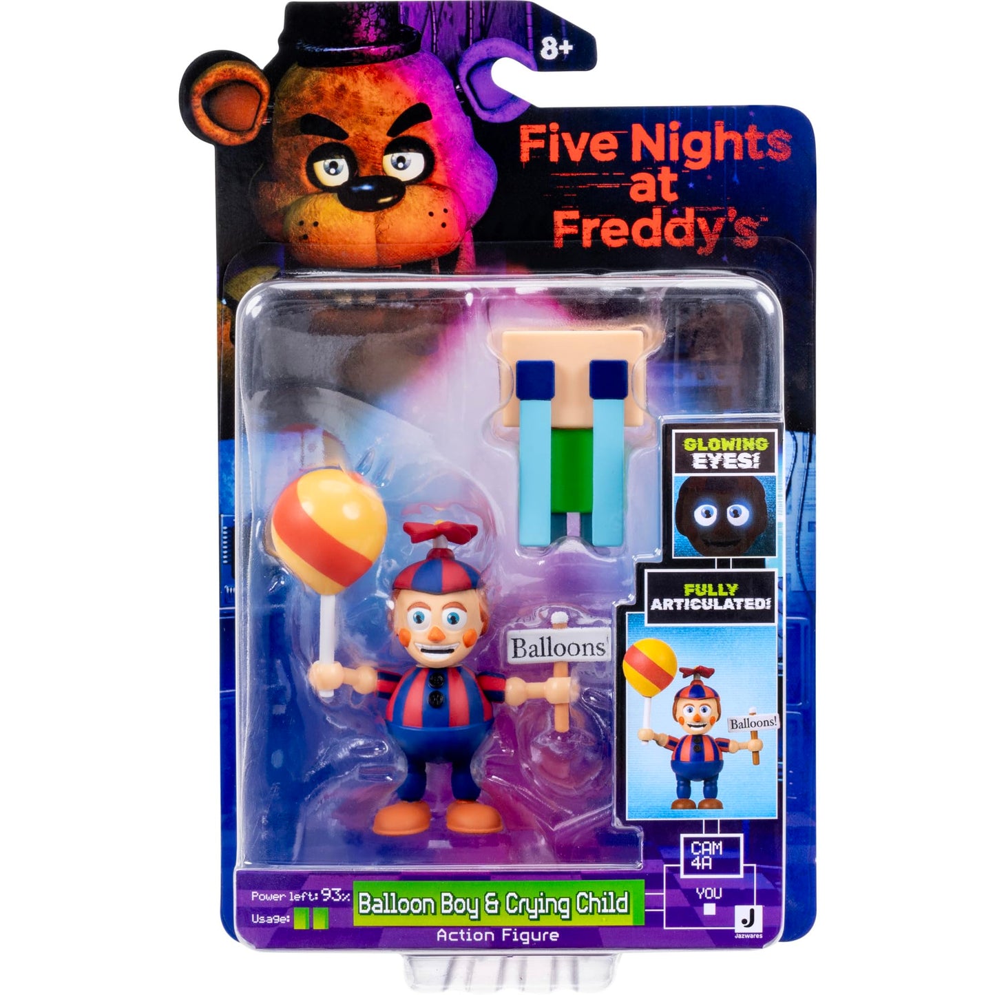 Jazwares Five Nights at Freddy’s Balloon Boy - 2.5-Inch Articulated Figure and Glow-in-The-Dark Eyes Plus 2-Inch Crying Child Figure