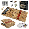 Large 23 inches Horse Racing Board Game with 11 Luxury Metal Horses, Foldable Wood Horse Race Board Game with 2 Sets of Dice, 2 Boxes of Cards