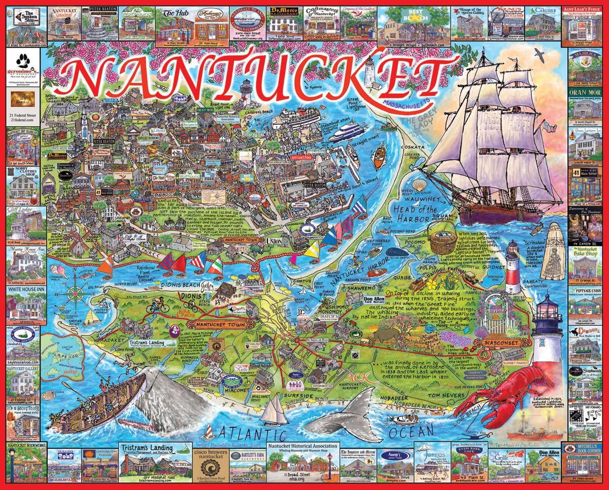 White Mountain 1000 Piece Jigsaw Puzzle Coastal Island, Nantucket, MA