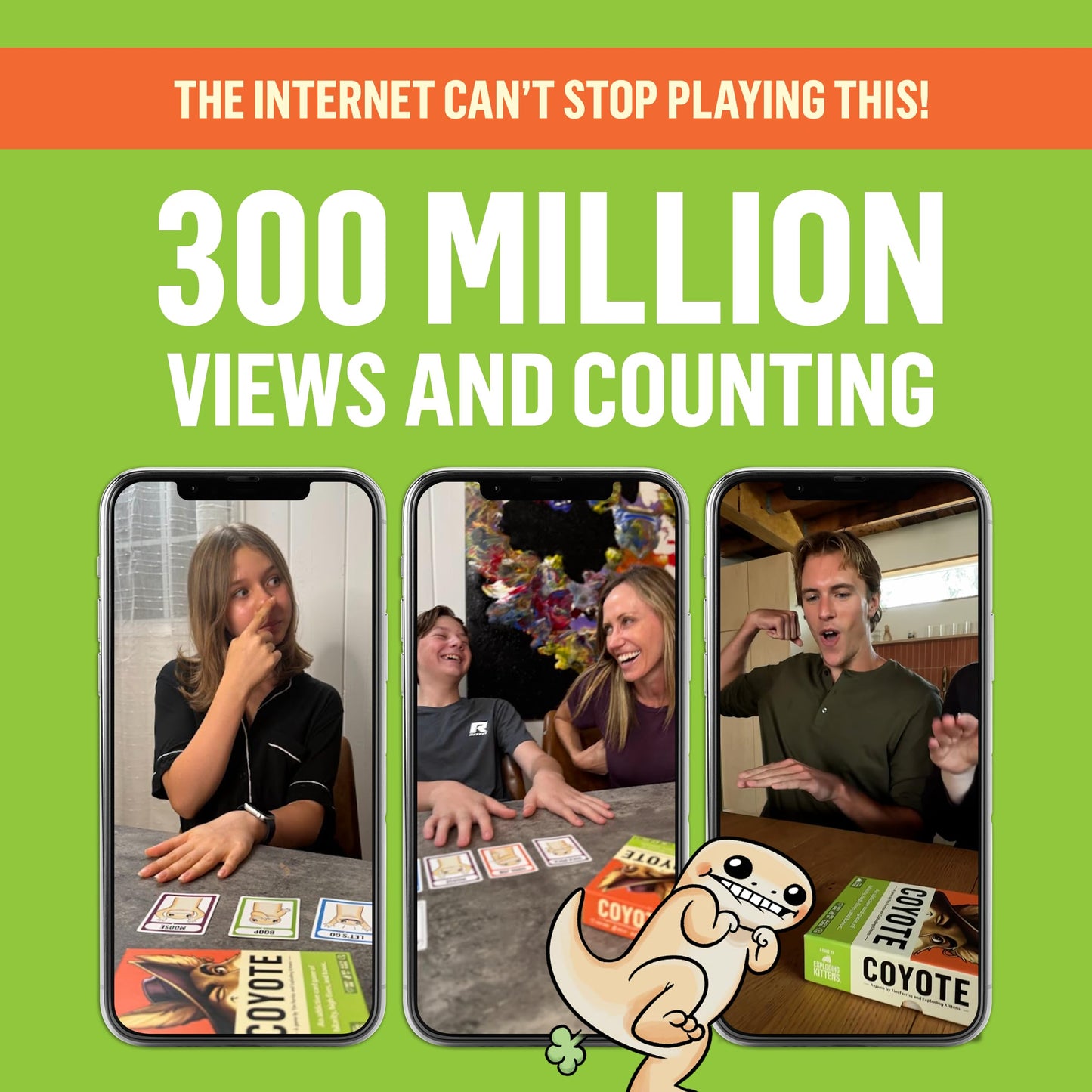 Exploding Kittens Coyote Created by Tim Ferriss | Perfect for Family Fun, Game Night, and Travel | 3-8 Players, 10 Mins, Ages 10 and Up