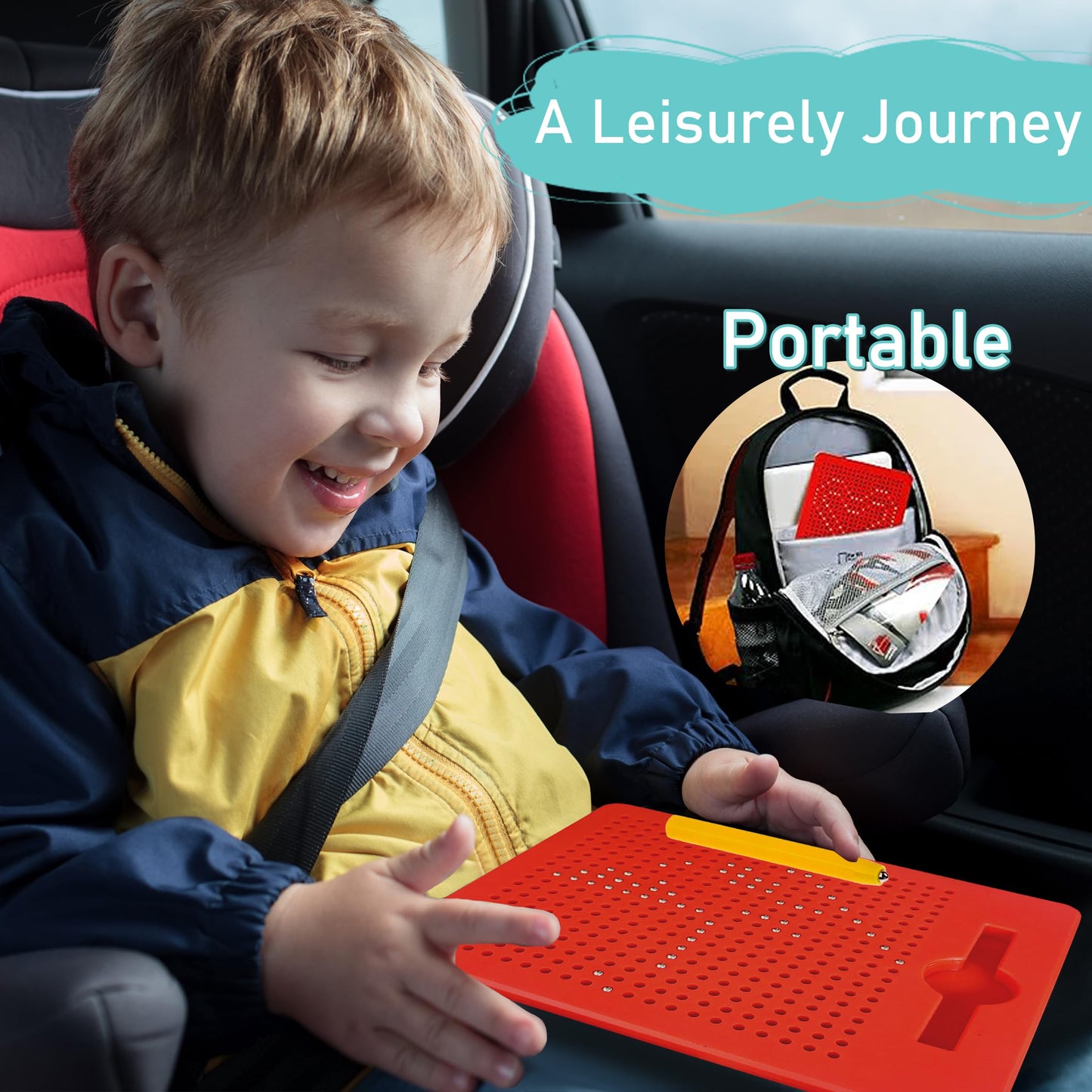 RAINBOW TOYFROG Magnetic Drawing Board - Push Peel Sensory Activity Board for Kids Ages 4-8 - Perfect Travel Toy, Magnetic Doodle Board for Kids