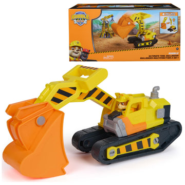 Rubble & Crew Rubble's Ultimate Tool Bulldozer Vehicle, Toy Truck with Action Figure, PAW Patrol Kids Toys for Boys & Girls Ages 3 and Up