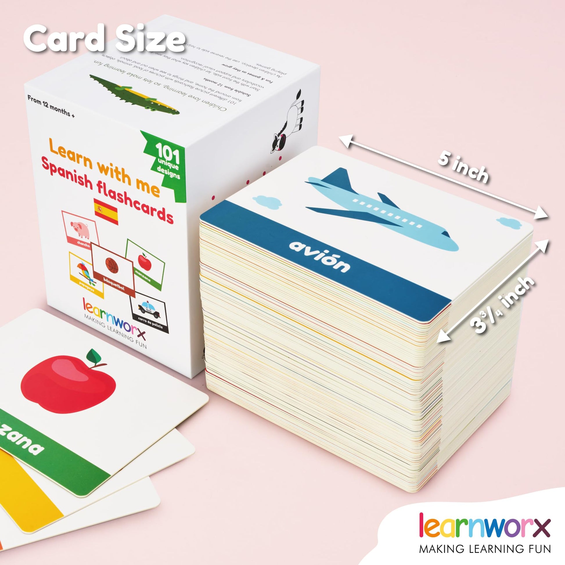 Spanish Flash Cards for Kids & Toddlers - 101 Cards - 202 Sides - Learn with Me - Objects, Numbers & Play Games - Great Value, Fun Learning