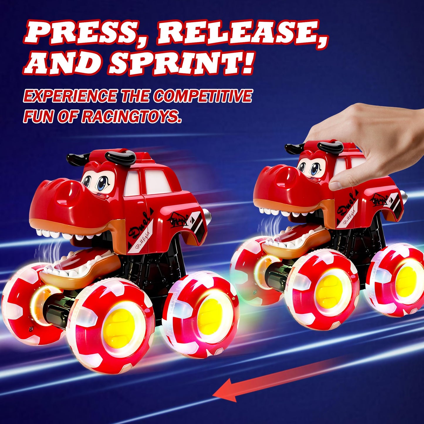 Monster Truck Toy for Kids Toddlers 1-3, Light up Wheels Dinosaur Car Toys