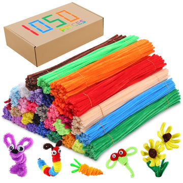 Pipe Cleaners Chenille Stems 1050 Pieces 30 Assorted Colors for Craft Arts Creative DIY Projects Decorations, 6mm x 12inch Fuzzy Colored Chenille Stem