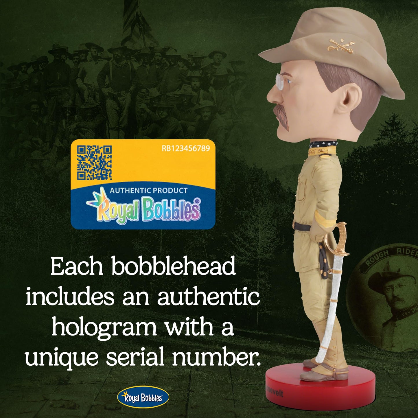 Royal Bobbles Theodore “Teddy” Roosevelt, 26th President of the United States - American History Anniversary Bobblehead - 8.5 Inches Tall