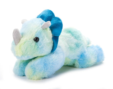 The Petting Zoo Dinosaur Triceratops Stuffed Animal Plushie, Gifts for Kids, Scoopz Dinosaur Animals, Blue Dinosaur Triceratops Plush Toy 8 Inches