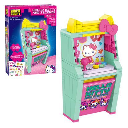Brickcraft Hello Kitty and Friends Arcade Building Set, 102 PCS Toy Kit for Ages 12+, Retro Video Game Machine Model with Stickers, Cute Collectible