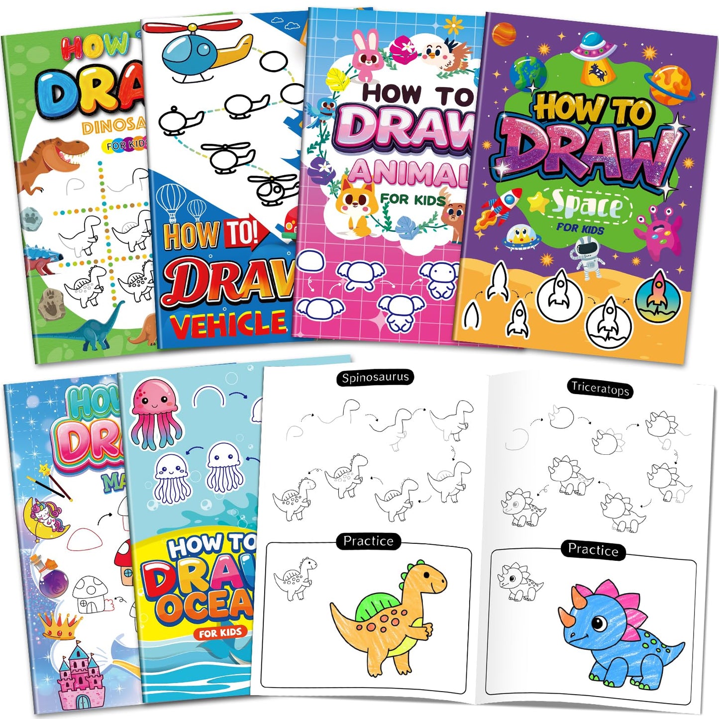Elfew 6 Pack How to Draw Books for Kids, Small Coloring Books for Kids Ages 4-8, Activity Books for Kid,192 Cute Step-by-Step Drawing Stuff, Birthday
