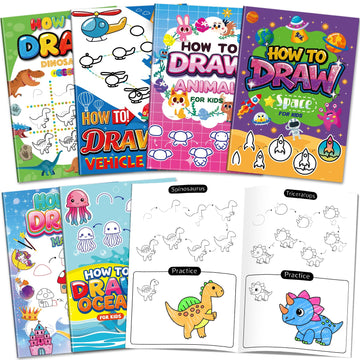 Elfew 6 Pack How to Draw Books for Kids, Small Coloring Books for Kids Ages 4-8, Activity Books for Kid,192 Cute Step-by-Step Drawing Stuff, Birthday