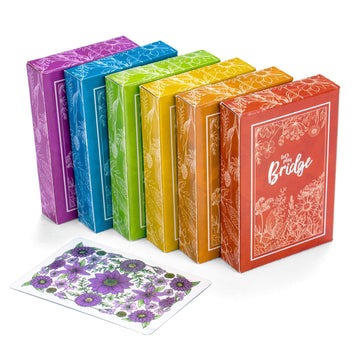 Let's Play Bridge | 6 Decks of Colorful, Watercolor Inspired Floral Playing Cards | Special Low-Vision 4-Color Index! | Classic Family Game Includes