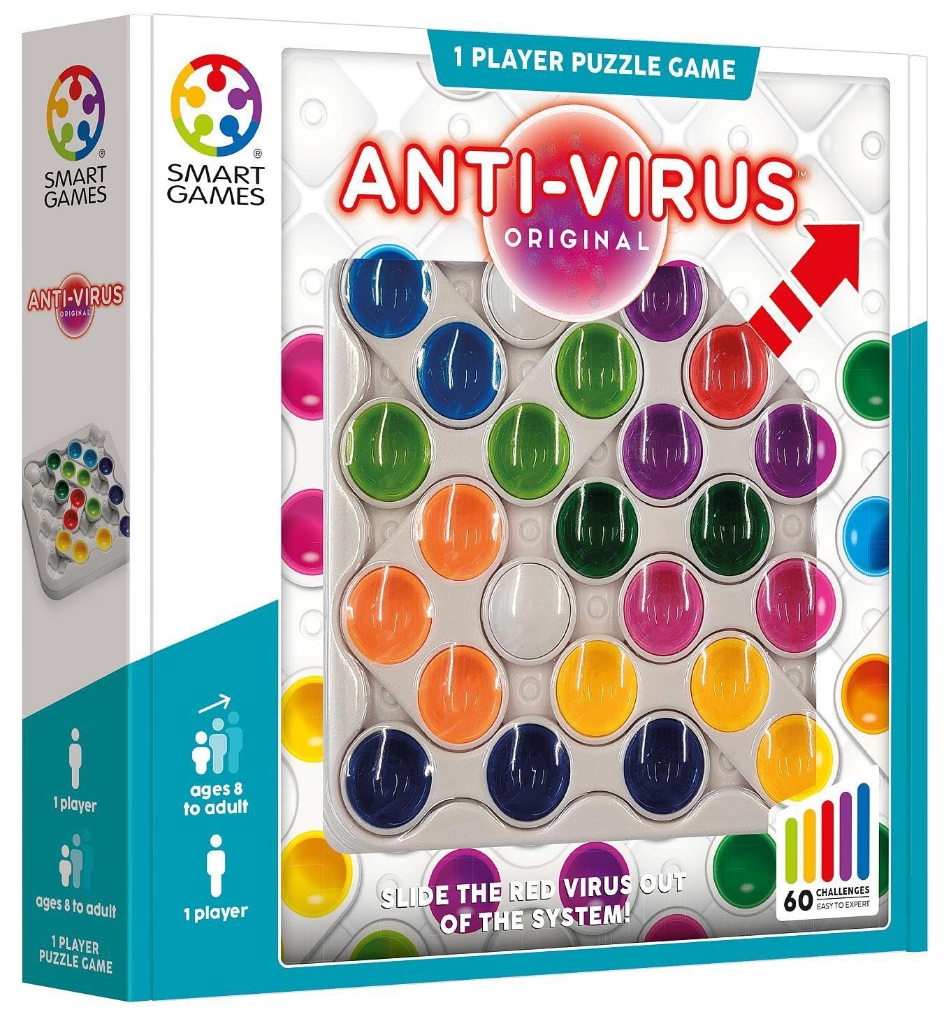 Smart Games - Anti-Virus, Puzzle Game with 60 Challenges, 7+ Years, Whie, Multicoloured
