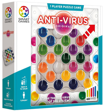 Smart Games - Anti-Virus, Puzzle Game with 60 Challenges, 7+ Years, Whie, Multicoloured