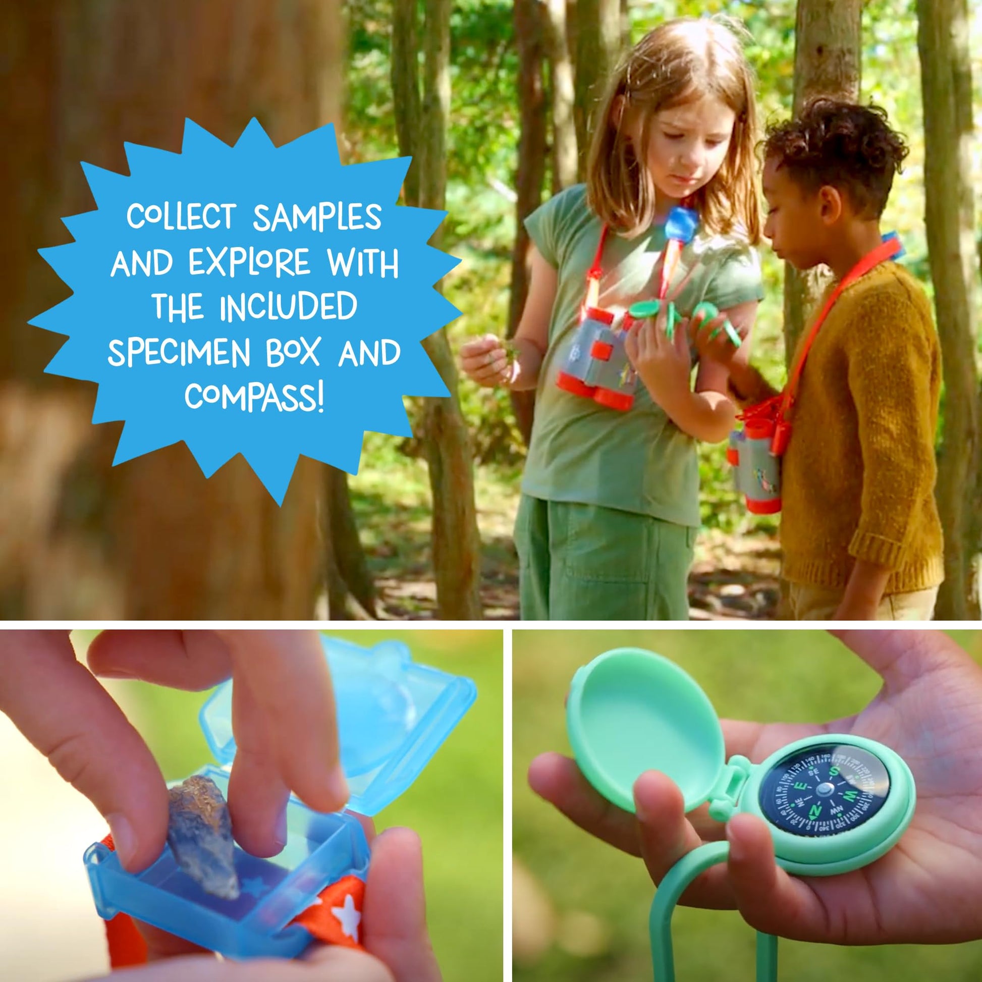 Wow in The World Kids’ Binoculars & Nature Explorer KIT | Look Far, Nature Scavenger Hunt, Specimen Box, Companion Audio Content, Bonus Reusable