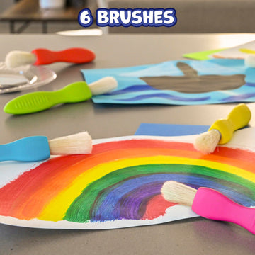 READY 2 LEARN Triangle Grip Toddler Paintbrush Set - Set of 6 - Easy-Grip Art Supplies - Thick Paint Brushes for Toddler Art - Art Supplies