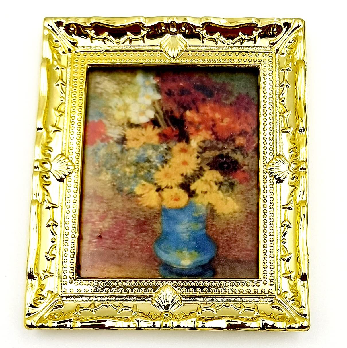 SXFSE Dollhouse Decoration Accessories, 1:12 Doll House Miniature Painted Wooden Frame Mural Accessories Cat (B)
