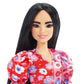 Barbie Fashionistas Doll #177 with Long Black Hair & Color Block Floral Dress & Accessories Including Strappy Purple Heels & Butterfly Ring