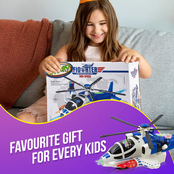 Toysery Bump and Go Helicopter Toys for Boys & Girls, Aircraft Toys Made with Durable Material, Helicopter Toy with Lights, Realistic Sound