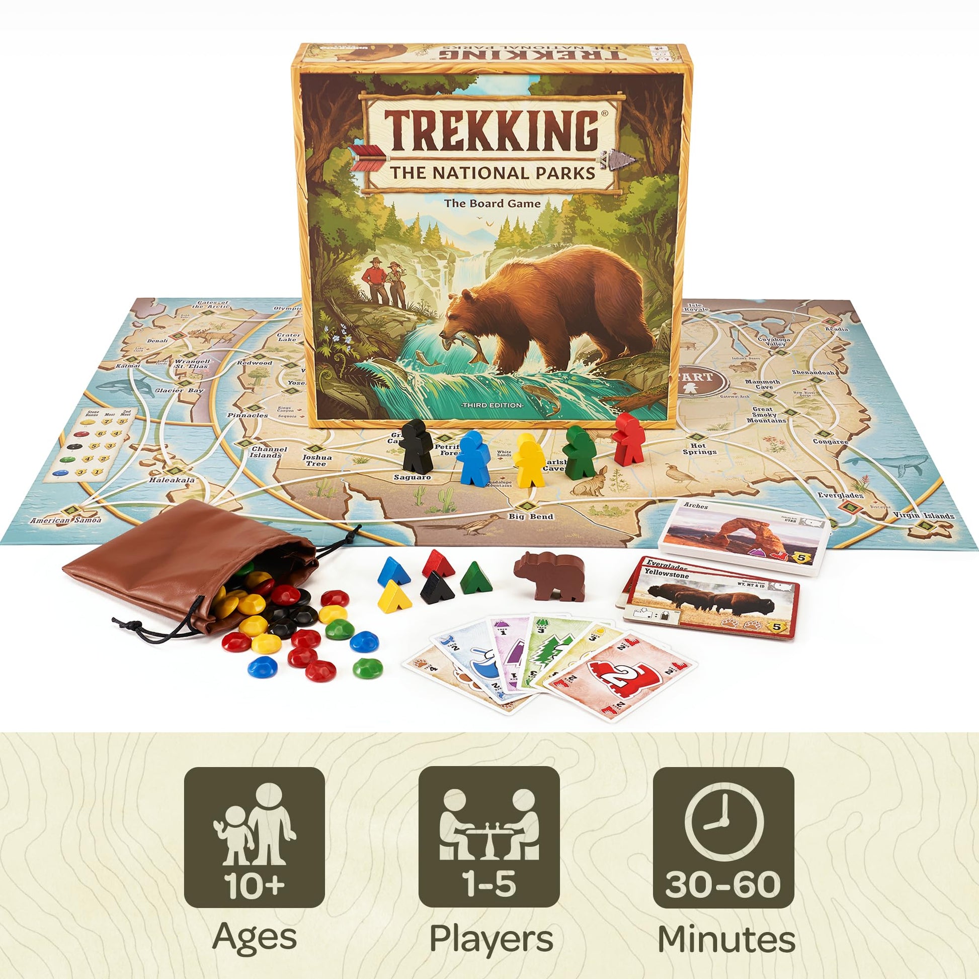 Underdog Games Trekking The National Parks - Award-Winning Family Board Game for Kids Ages 10+ - Easy to Learn, Fun Activities for 1-5 Players, Great