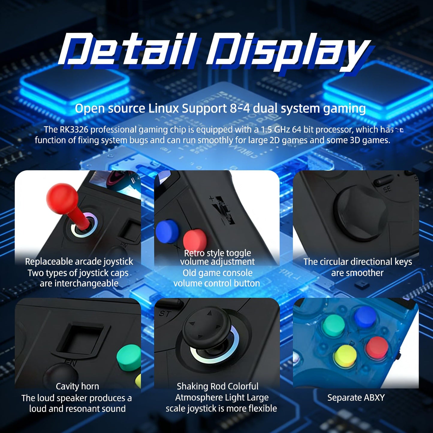 DC40V Handheld Game Console 4.0inch 720*720 IPS 1:1 Screen 4000mAh RK3326 Linux Game Console Black-64