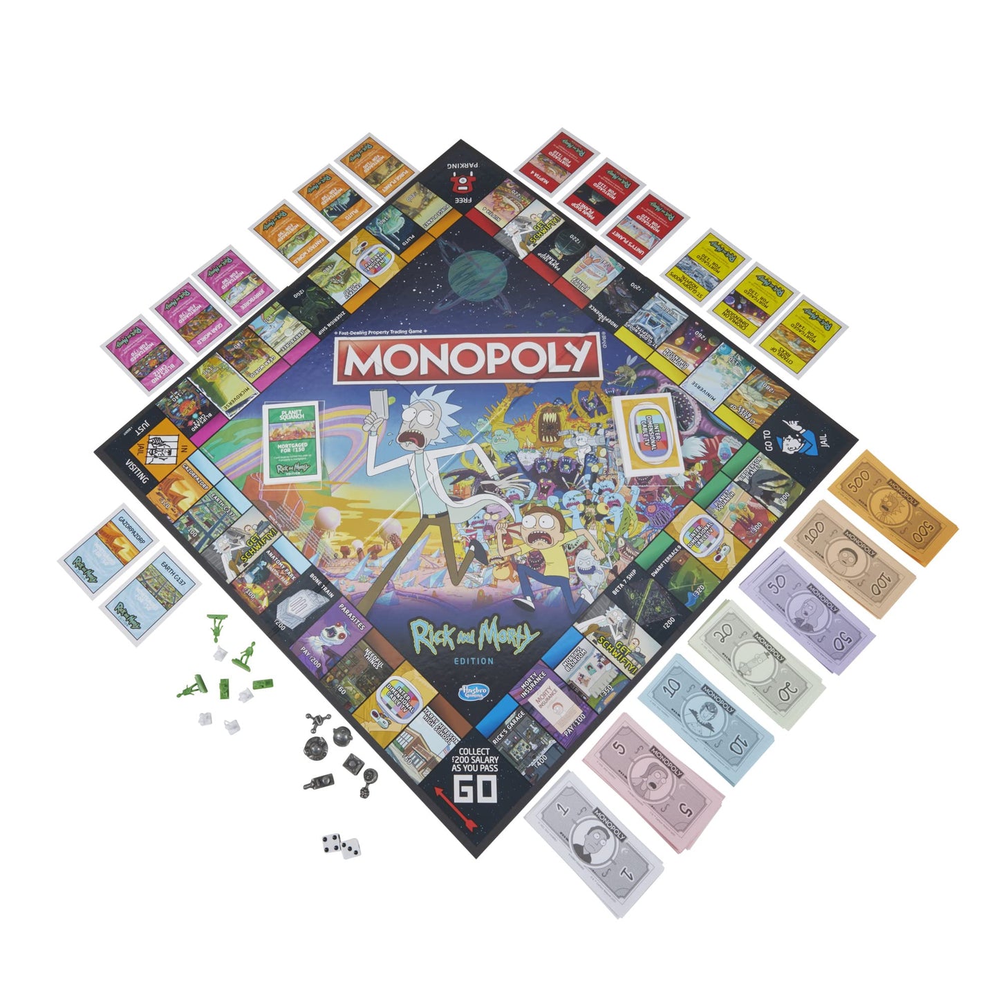 Hasbro Gaming Monopoly: Rick and Morty Edition Board Game, Cartoon Network Game for Families and Teens 17+, Includes Collectible Monopoly Tokens