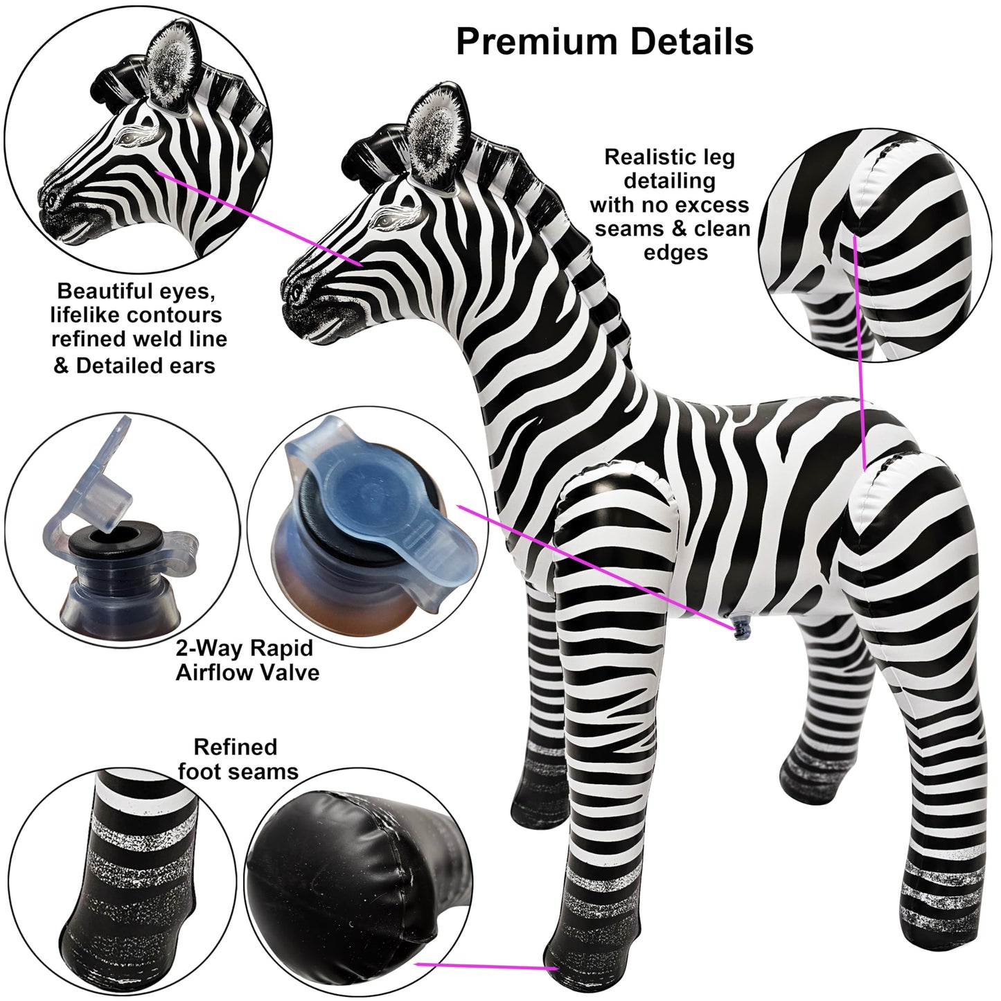 Jet Creations an-ZEB3 Inflatable Zebra, 32"