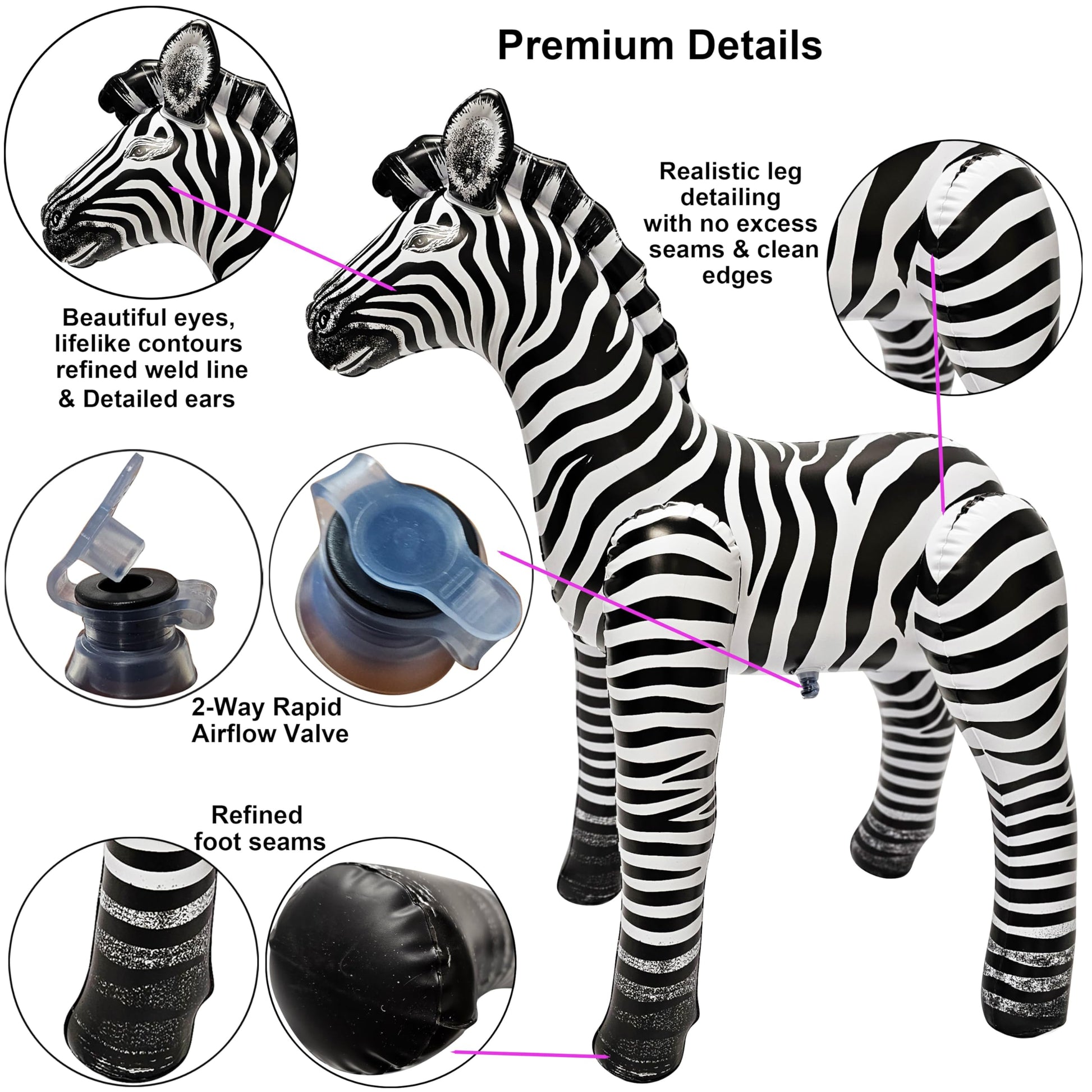 Jet Creations an-ZEB3 Inflatable Zebra, 32"