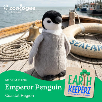 The Petting Zoo Emperor Penguin Chick Stuffed Animal Plushie, Gifts for Kids, Earth Keeperz Sealife Animals, Zoologee Grey Emperor Penguin Chick Plush