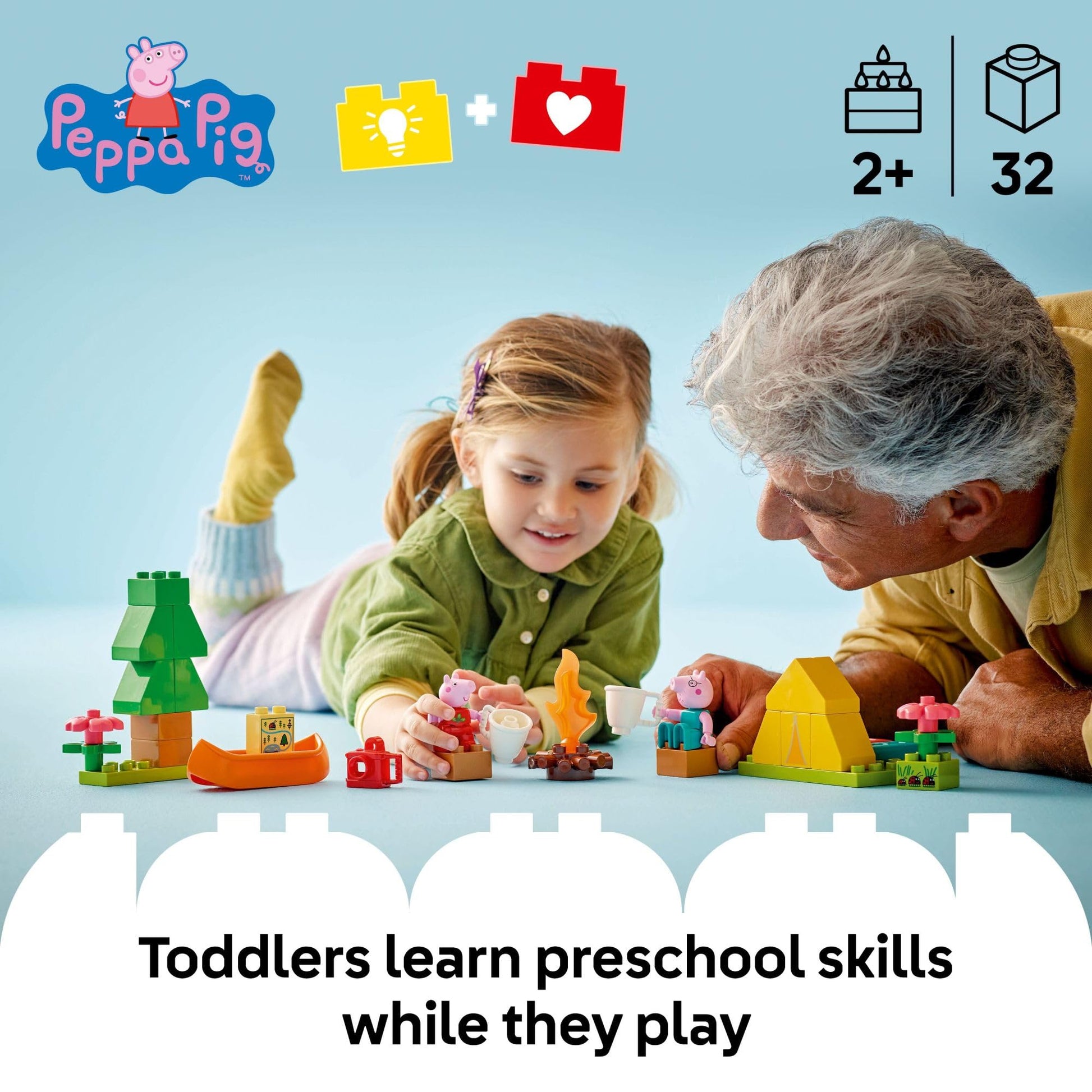 LEGO DUPLO Peppa Pig Camping Trip Toddler Learning Toy - Sensory Toy for Creative and Developmental Play - Fun Birthday Gift for Peppa Pig Fans, Kids