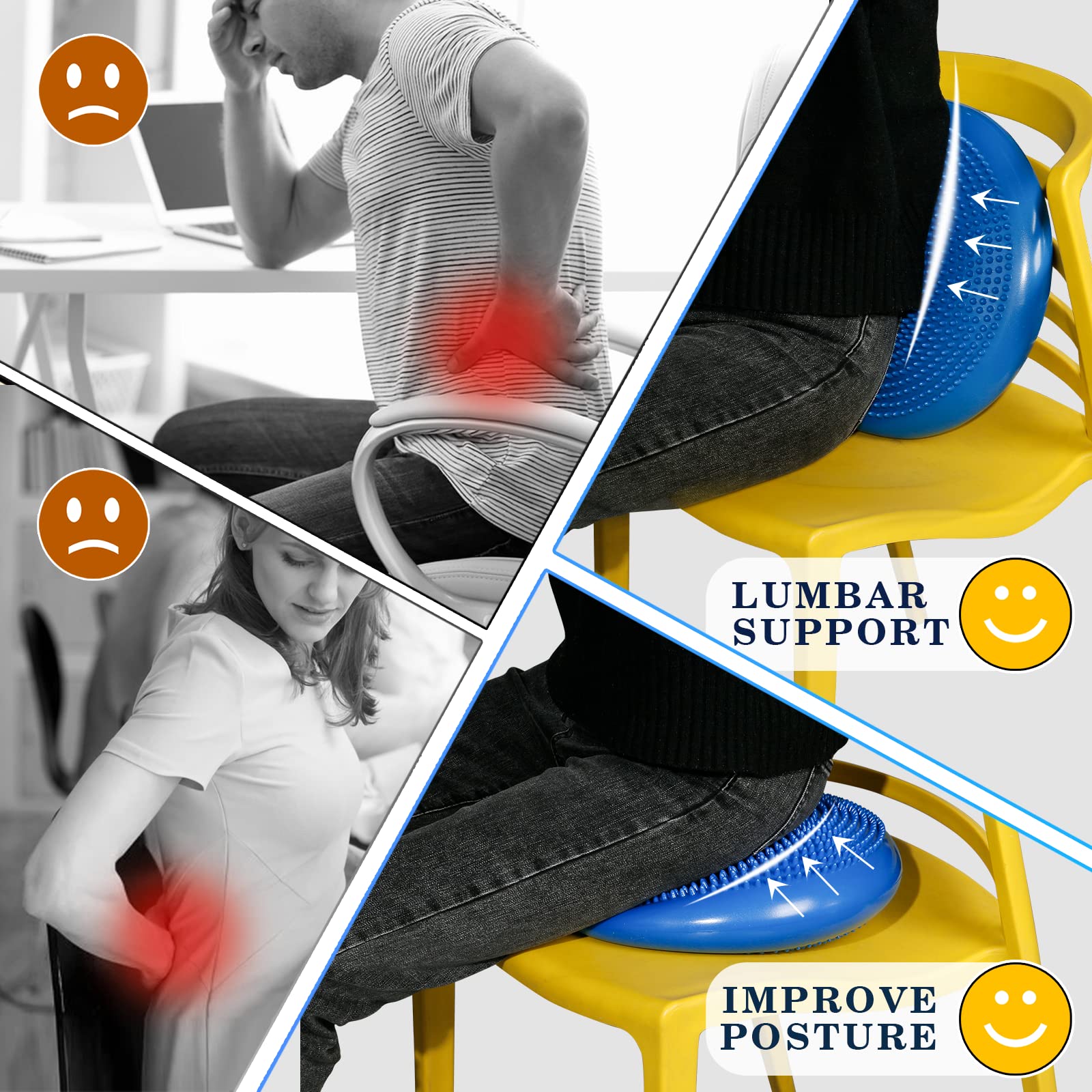 Wobble Cushion?Wiggle Seat?Balance Disc ?Extra Thick 34cm/13.4in??for Balance Stability Training, Improve Sitting (Blue)