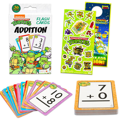 Teenage Mutant Ninja Turtles Flash Cards Set Toddler Kids - Bundle with TMNT Math Flashcards Featuring Numbers for Pre-K Boys, Girls Plus Stickers