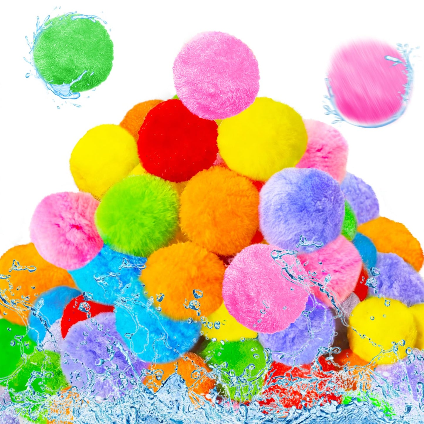 Anyumocz 70 Pcs Reusable Water Balls,Soft Soaker Splash Balls for Summer Backyard,Lawn,Beach,Pool Party Water Games,Colorful Water Toys