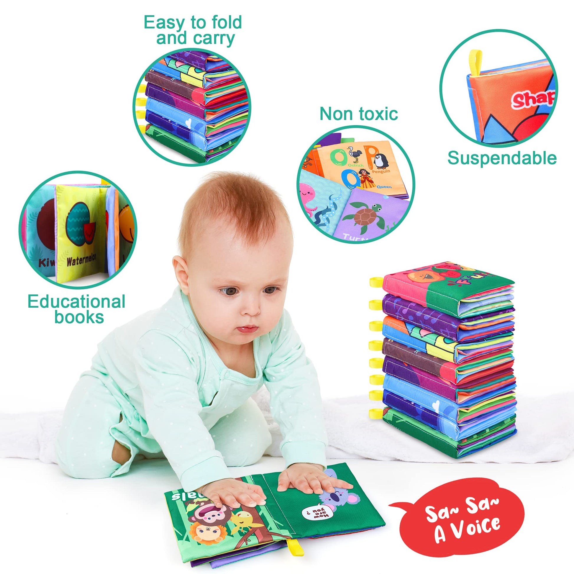 Baby Bath Books, Nontoxic Fabric Soft Baby Cloth Books, Early Education Toys, Waterproof Baby Books for Toddler, Infants Perfect Shower Toy, Kids Bath
